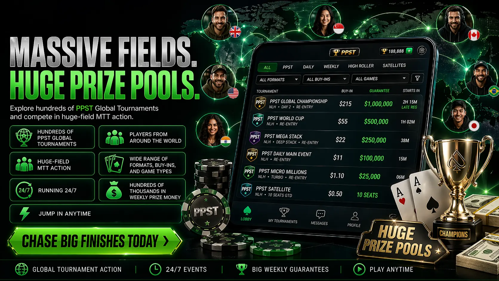 Global tournament lobby